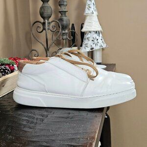 Bruno Magli Men's Phoster Mid-Top Casual Leather Sneakers, White/Khaki, Sz 13